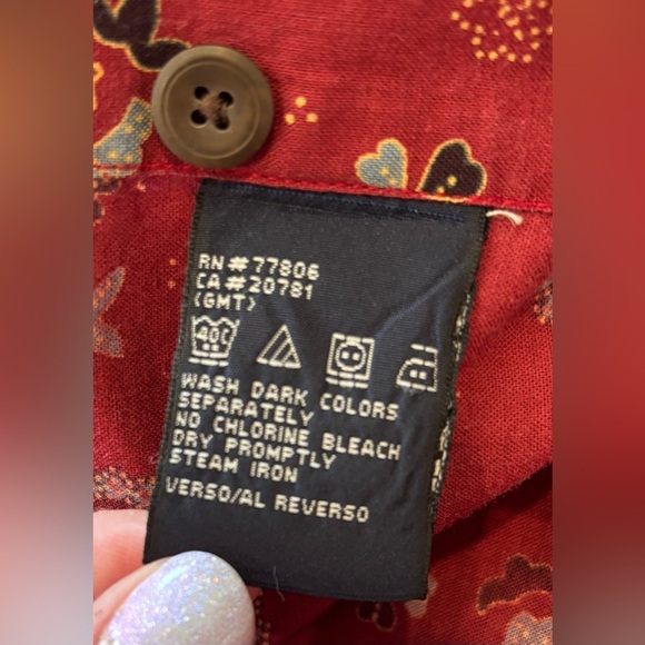 VINTAGE TOMMY HILFIGER Men’s Button Up Short Sleeve Shirt Paisley Print Red L - Picture 6 of 9